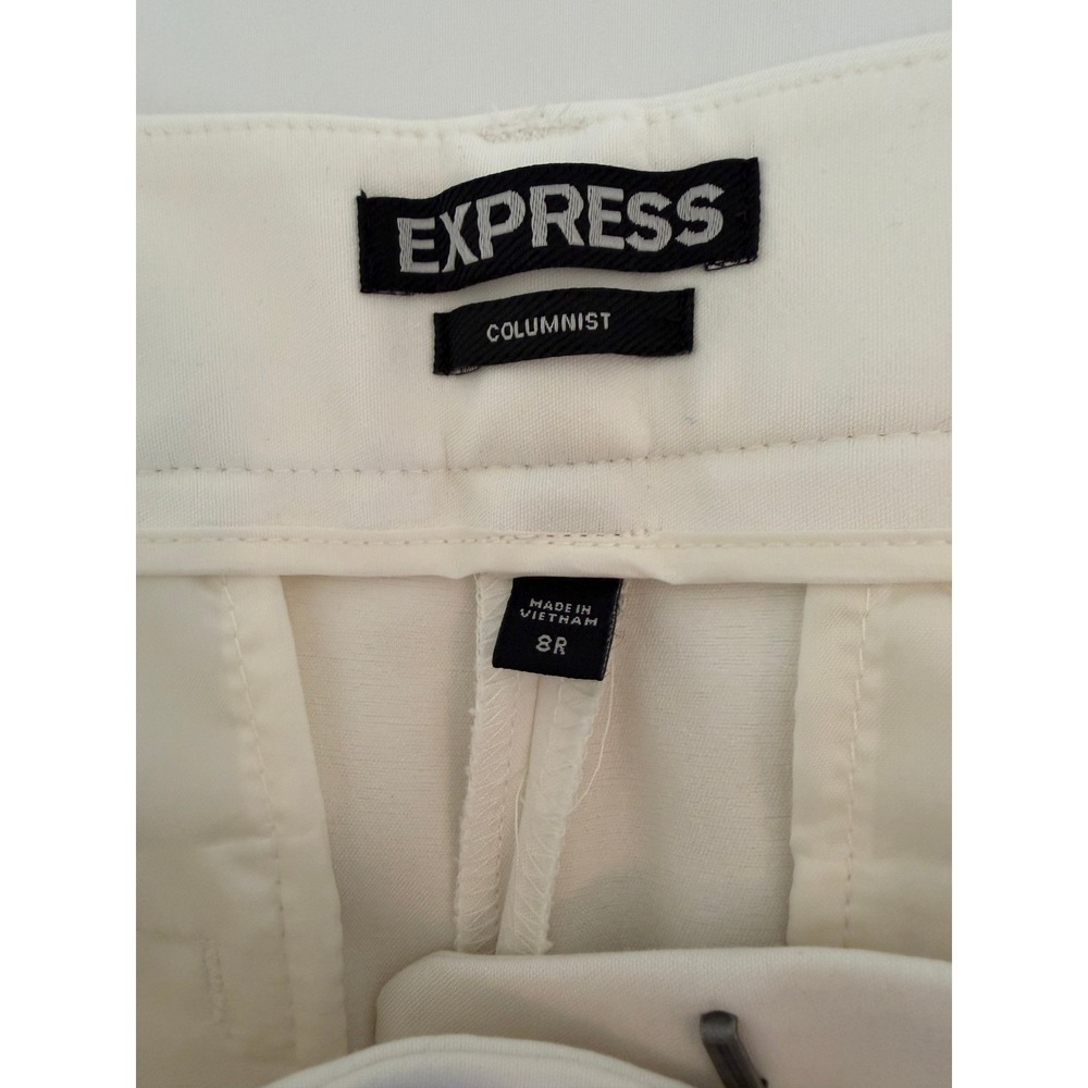 Express Columnist White 2 Piece Pant Suit Set Blazer Size 8 Pants Size 8R - Picture 16 of 16